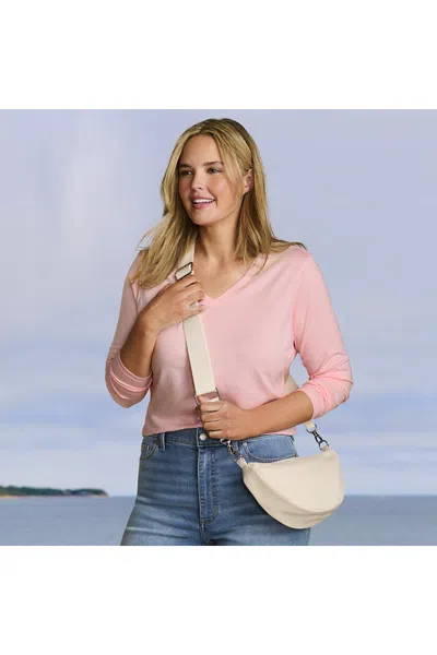 Lands' End Petite Supima Cotton Long Sleeve V-neck T-shirt In Pink