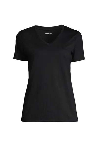 Lands' End Petite Supima Cotton V-neck T-shirt In Black