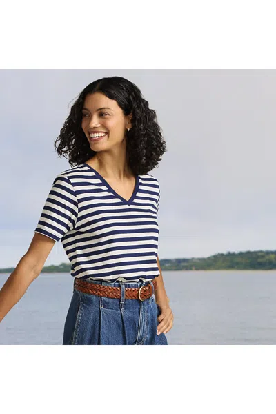 Lands' End Petite Supima Cotton V-neck T-shirt In Blue