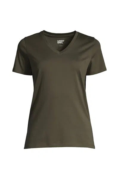 Lands' End Petite Supima Cotton V-neck T-shirt In Green