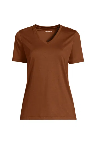Lands' End Petite Supima Cotton V-neck T-shirt In Orange