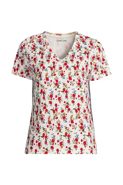Lands' End Petite Supima Cotton V-neck T-shirt In Multi