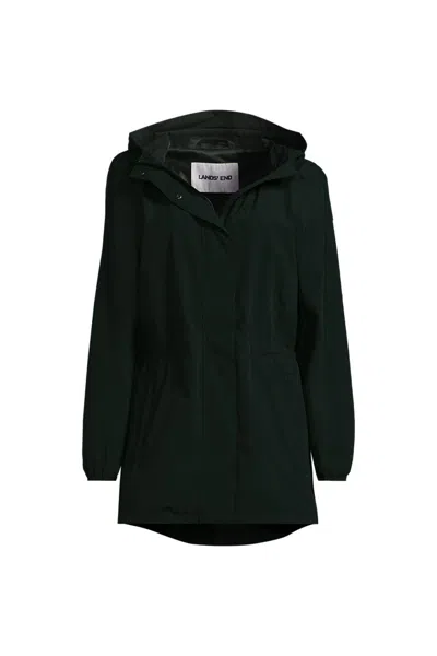 Lands' End Petite Waterproof Hooded Packable Raincoat In Green