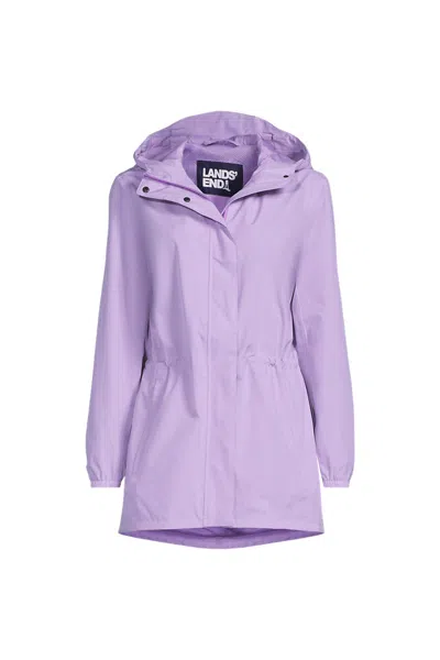 Lands' End Petite Waterproof Hooded Packable Raincoat In Purple