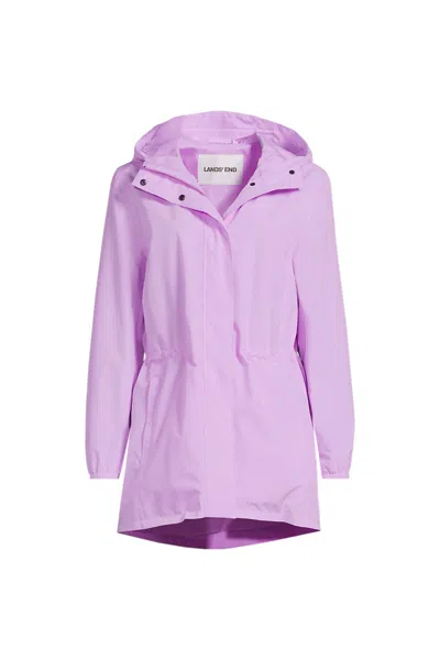 Lands' End Petite Waterproof Hooded Packable Raincoat In Purple