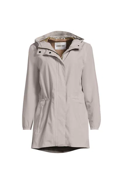 Lands' End Petite Waterproof Hooded Packable Raincoat In Tan