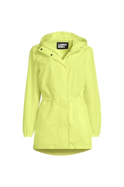 Lands' End Petite Waterproof Hooded Packable Raincoat In Green