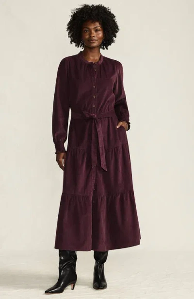 Lands' End Pinwale Cord Smocked Sleeve Maxi Dress In Brown