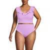 Lands' End Pique Ruffle Tankini Top And High Waisted Bottom Swimsuit Set In Wild Lilac