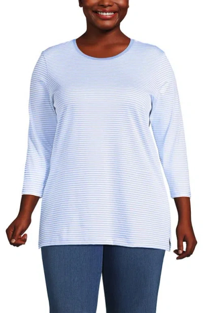 Lands' End Plus Size 3/4 Sleeve Cotton Supima Tunic In Blue