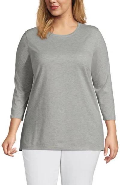 Lands' End Plus Size 3/4 Sleeve Cotton Supima Tunic In Gray
