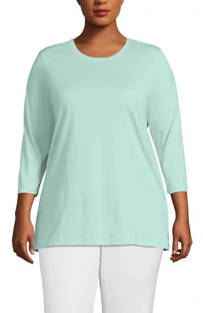 Lands' End Plus Size 3/4 Sleeve Cotton Supima Tunic In Green