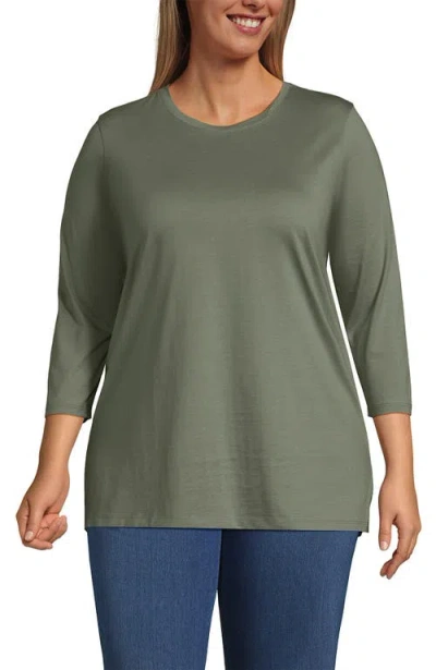 Lands' End Plus Size 3/4 Sleeve Cotton Supima Tunic In Green