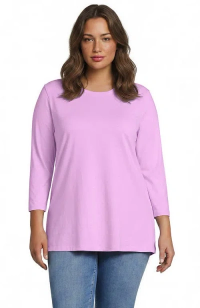 Lands' End Plus Size 3/4 Sleeve Cotton Supima Tunic In Pale Orchid