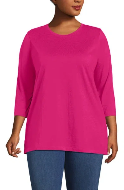 Lands' End Plus Size 3/4 Sleeve Cotton Supima Tunic In Pink