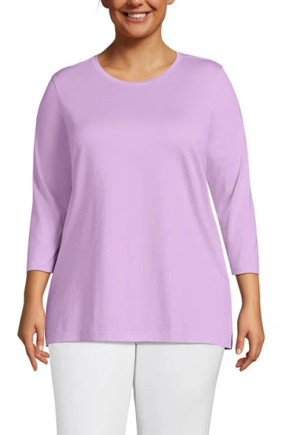 Lands' End Plus Size 3/4 Sleeve Cotton Supima Tunic In Purple