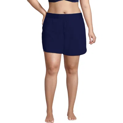 Lands' End Plus Size 5" Board Shorts With Panty In Deep Sea Navy