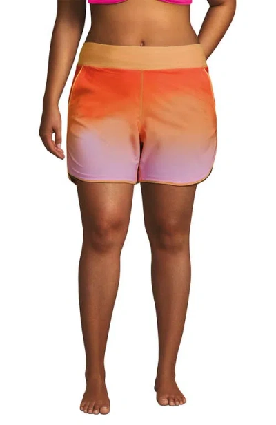Lands' End 5" Board Shorts In Orange Sunset Ombre
