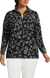 Lands' End Plus Size Anyweather Fleece Full Zip Jacket In Black Stem Floral