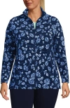 Lands' End Plus Size Anyweather Fleece Full Zip Jacket In Deep Sea Navy Stem Floral