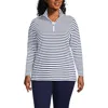 Lands' End Anyweather Fleece Quarter Zip Pullover In Crisp White/navy Stripe