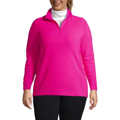 Lands' End Plus Size Anyweather Fleece Quarter Zip Pullover In Fuchsia Pink