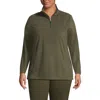Lands' End Plus Size Anyweather Fleece Quarter Zip Pullover In Green