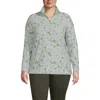 Lands' End Anyweather Fleece Quarter Zip Pullover In Pale Gray Floral