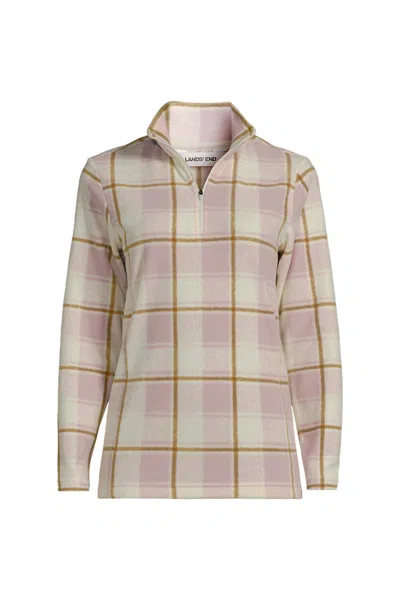 Lands' End Plus Size Anyweather Fleece Quarter Zip Pullover In Pink