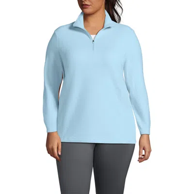 Lands' End Anyweather Fleece Quarter Zip Pullover In Subtle Blue