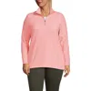 Lands' End Anyweather Fleece Quarter Zip Pullover In Sunset Coral Pink