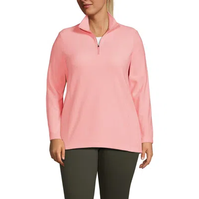 Lands' End Anyweather Fleece Quarter Zip Pullover In Sunset Coral Pink