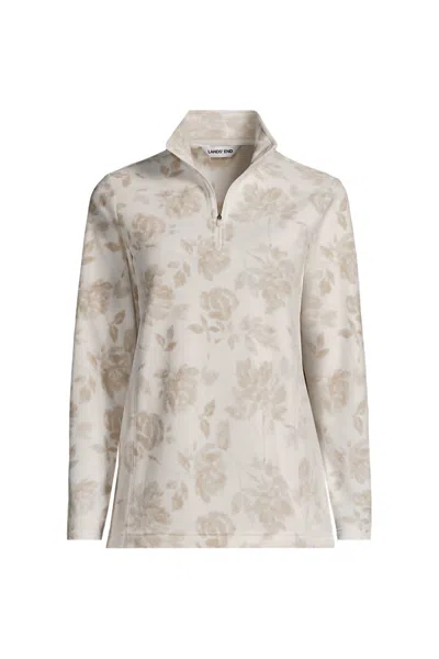 Lands' End Plus Size Anyweather Fleece Quarter Zip Pullover In Neutral