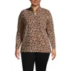Lands' End Anyweather Fleece Quarter Zip Pullover In Warm Tawny Brown Animal Spots