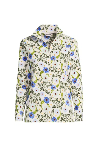 Lands' End Plus Size Anyweather Fleece Quarter Zip Pullover In Multi