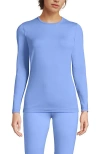 Lands' End Plus Size Baselayer Cozy Thermaskin Crewneck Top In Blue