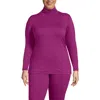 Lands' End Plus Size Baselayer Cozy Thermaskin Turtleneck Top In Purple