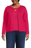 Lands' End Plus Size Blend Scallop Edge Fitted Cardigan Sweater In Berry Rouge