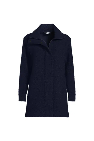 Lands' End Plus Size Boucle Fleece Coat In Blue