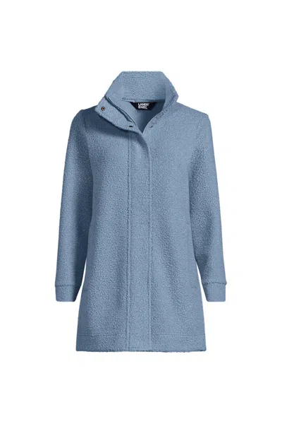 Lands' End Plus Size Boucle Fleece Coat In Blue
