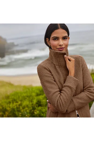 Lands' End Plus Size Boucle Fleece Coat In Brown