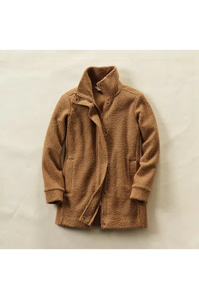 Lands' End Plus Size Boucle Fleece Coat In Brown