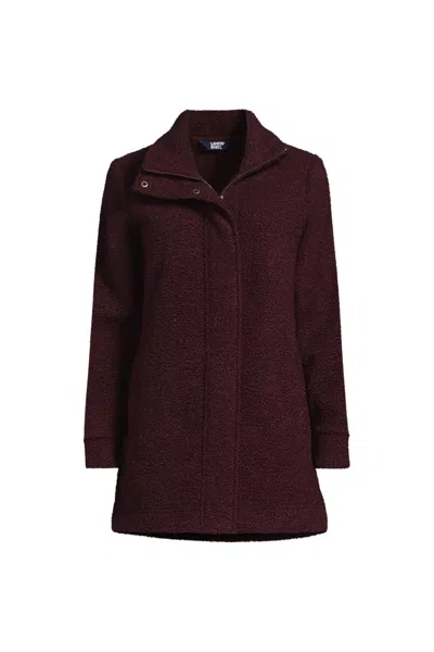 Lands' End Plus Size Boucle Fleece Coat In Burgundy