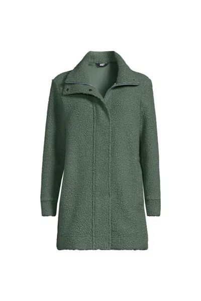 Lands' End Plus Size Boucle Fleece Coat In Green