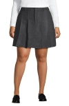 Lands' End Plus Size Brushed Flannel Pleated Mini Skirt In Gray