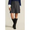 Lands' End Plus Size Brushed Flannel Pleated Mini Skirt In Gray