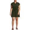 Lands' End Plus Size Cap Sleeve Creaseless Button-down Romper