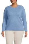 Lands' End Plus Size Cashmere Sweater In Cloudy Blue Heather Donegal
