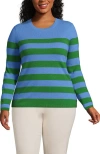 Lands' End Cashmere Sweater In Dark Cloudy Blue Stripe