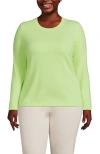 Lands' End Plus Size Cashmere Sweater In Fluorescent Green